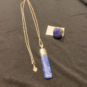 Lapis colored necklace and ring set